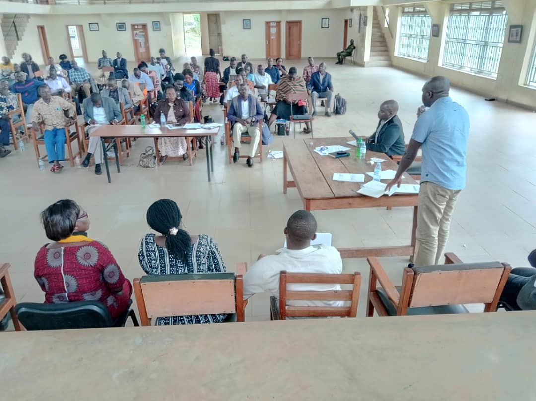 Action Aid representative responding to concern raised on his presentation Action Aid representative responding to questions during Amuru district budget conference