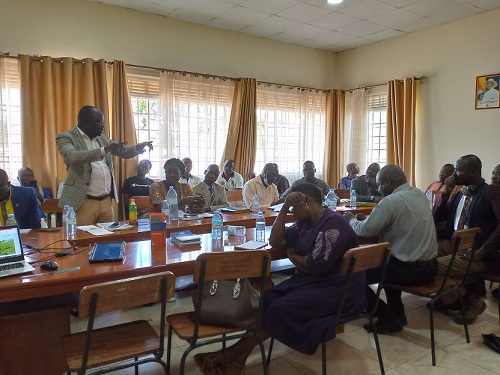Gulu RDC addressing Gulu and Amuru staff during learning visit