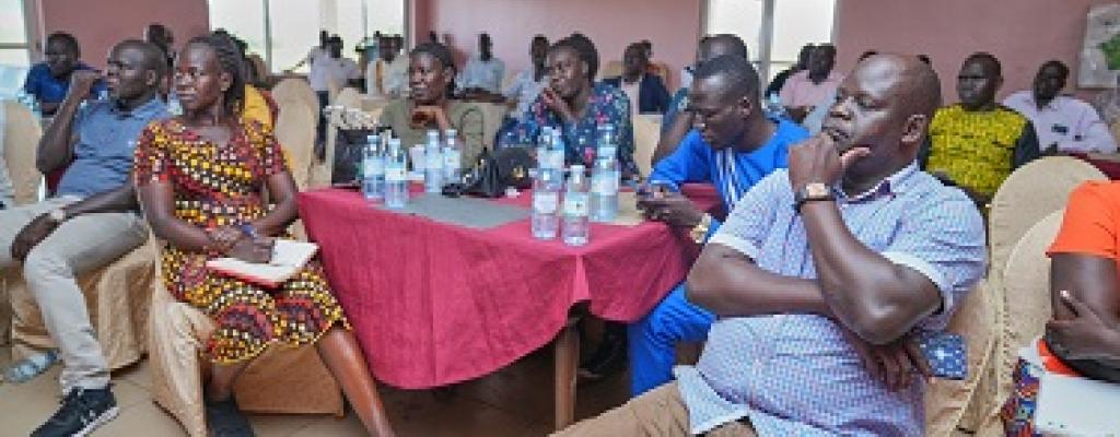 Amuru district leaders and staff listening to presentation by Horyal Investment during Atiak Sugar Visit